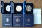 1996 1997 1998 US American .999 Troy Oz Silver Eagle Proof Coins with OGP & COAs