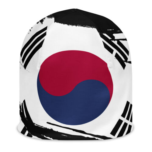 South Korea Flag All-Over Print Beanie Korean National Emblem Bonnet Hip Hop Hat - Picture 1 of 39