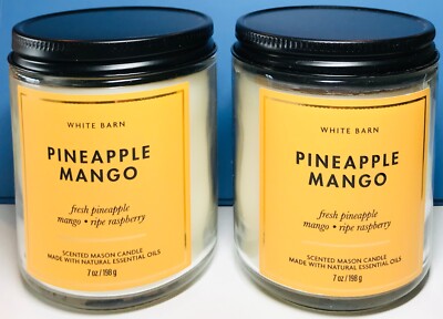 $$$AVE PINEAPPLE MANG0 2PK 7oz SINGLE WICK CANDLE White Barn /Bath & Body Works