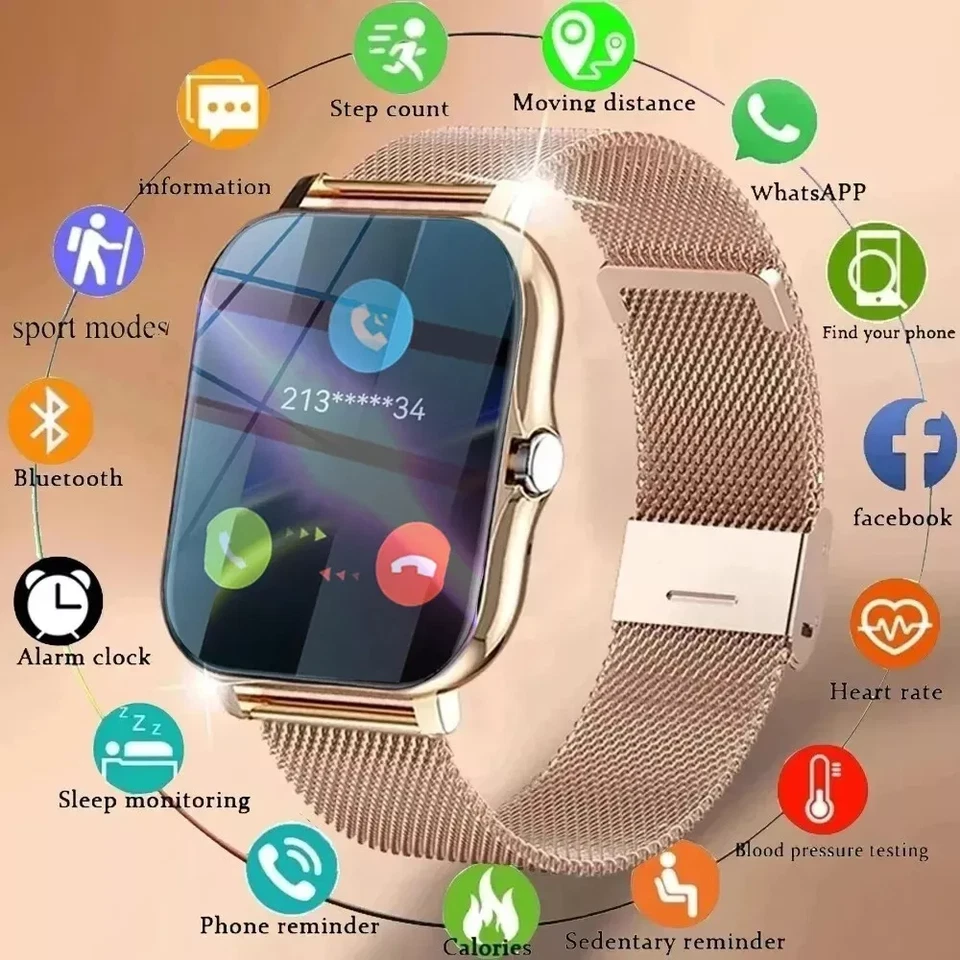 Smart Watches Men Women Waterproof Bluetooth Smartwatch for iPhone Samsung IOS - Image 2 of 4