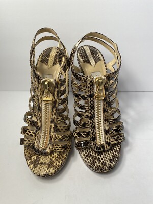 JIMMY CHOO ジミーチュウ snake Jimmy Choo Snakeskin Heels Strappy Sandals Front Zip Python