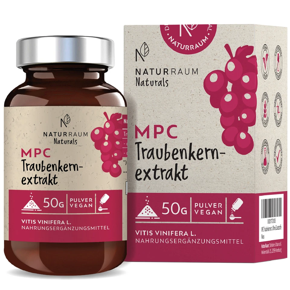 MPC Traubenkernextrakt Pulver⭐ 50 g ⭐HOCHDOSIERT⭐ bis zu 44x stärker als OPC💚
