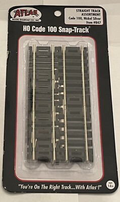 Atlas 847 HO-Scale Code 100 Straight Track Assortment (12 pieces) Nickel Silver