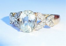 9ct Gold Green Amethyst & Diamond Butterfly Ring, Size O