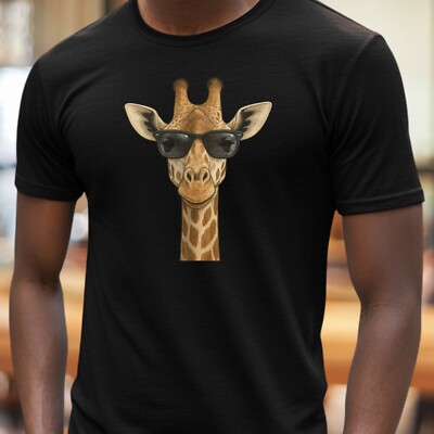 Mens Giraffe Sunglasses Print Cotton T-Shirt Size XS to 5XL