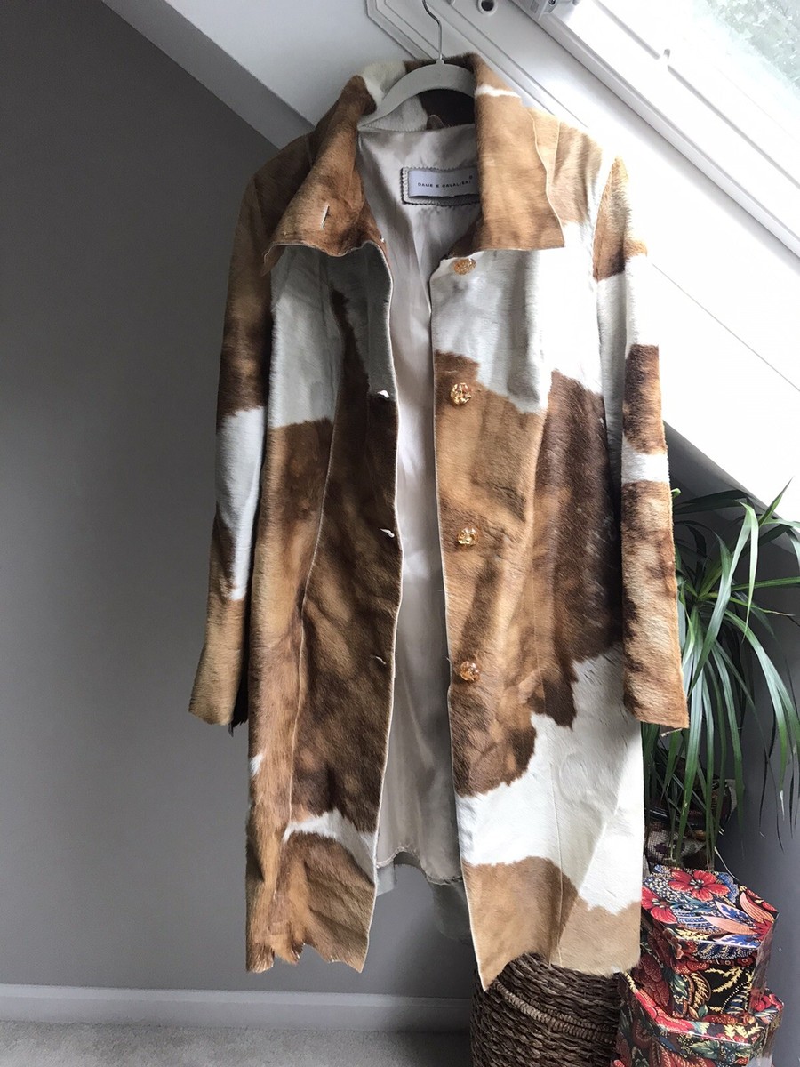 Long Cowhide Hair Dame E Cavalieri Coat Large Leather Hide Jacket