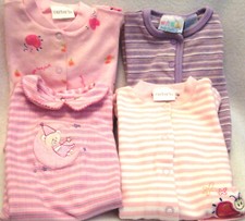 Lot 4 Infant Baby Girl One-piece Sleeper Rompers PJs Sz 3-9M