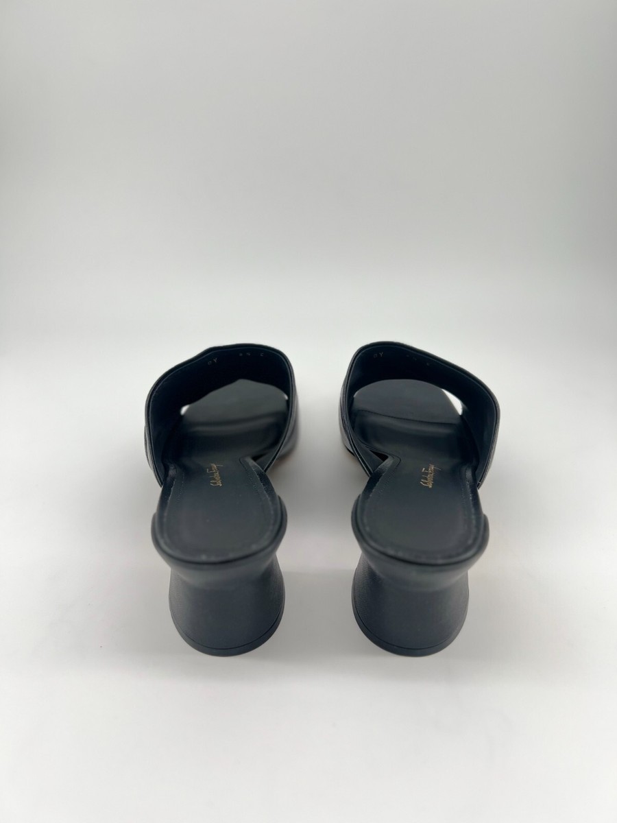 Ferragamo Ornella Double Gancini Mules in Black | eBay