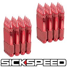 Sickspeed 32 Pc Red 150mm Long Spiked Steel Extended Off Road Lug Nuts 14x2