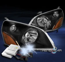 FOR 2003 2004 2005 HONDA PILOT CRYSTAL STYLE HEADLIGHTS LAMP BLACK W/8K HID KIT