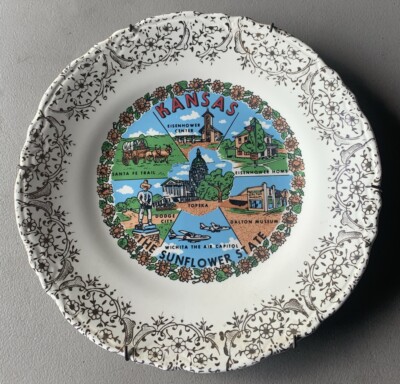 Vintage Kansas State Souvenir Plate 