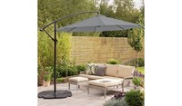 3m Overhanging Garden Parasol Grey Offset Patio Umbrella Sun Shade