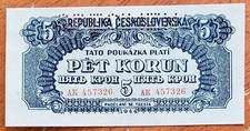 1944 Czechoslovakia Specimen 5 Korun