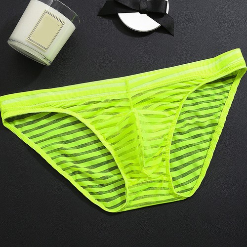 Lingerie Striped Panties Thongs Briefs Men Underwear Stretchy Striped Ice Silk ` - Bild 9 von 28