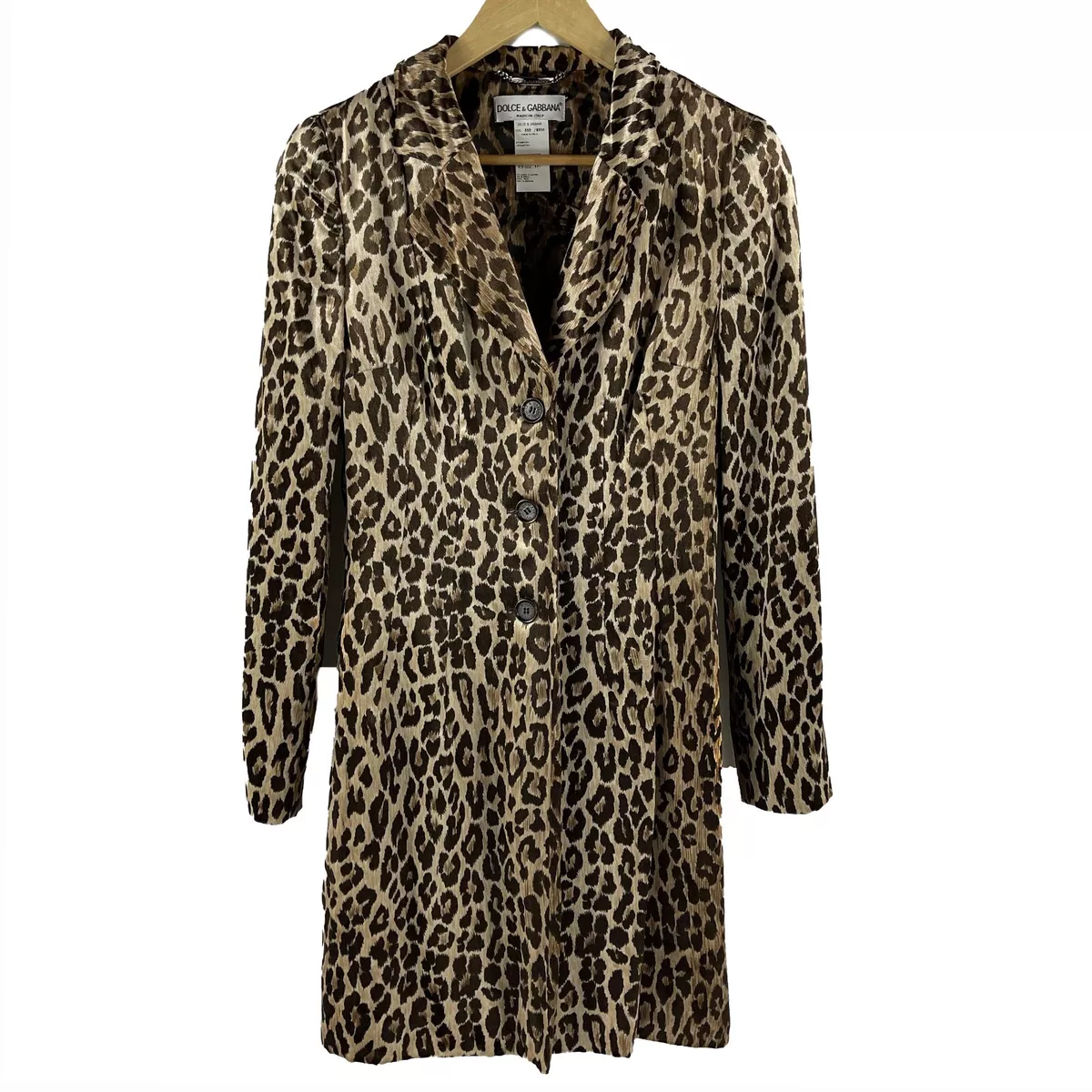 Dolce Gabbana Vintage Leopard Print Viscose Trench Coat 40