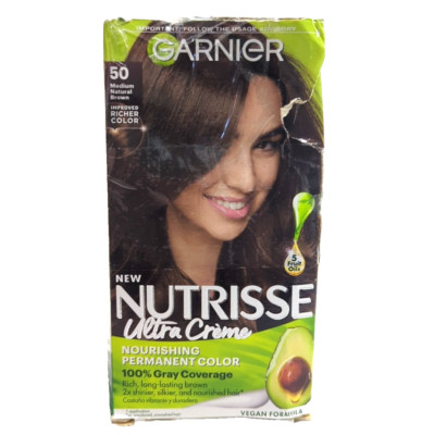 Garnier Nutrisse Nourishing Hair Color Creme, 50 Medium Natural Brown 