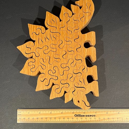 Handmade Wooden Dinosaur Sculpture Stegosaurus Carved Wood Puzzle Art Gift 11x8" - Picture 11 of 11