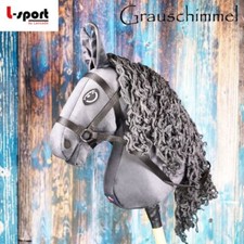 L-Sport Steckenpferd Hobby Horse groß Grauschimmel mit Zaumzeug + Halfter