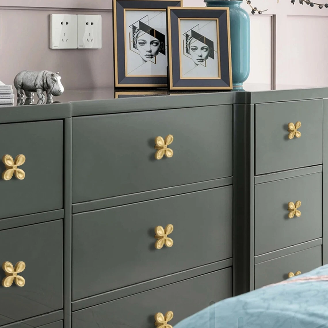Four Leaf Clover Brass Knob Cabinet Knob Handle Dresser Pulls Drawer Knobs Pulls