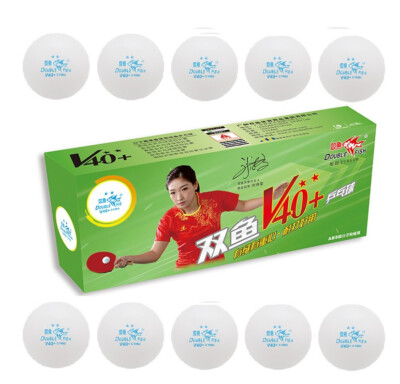 10x Double Fish  V40+ 2 Sterne Tischtennisball,  ABS, weiß,  10Stück/Packung