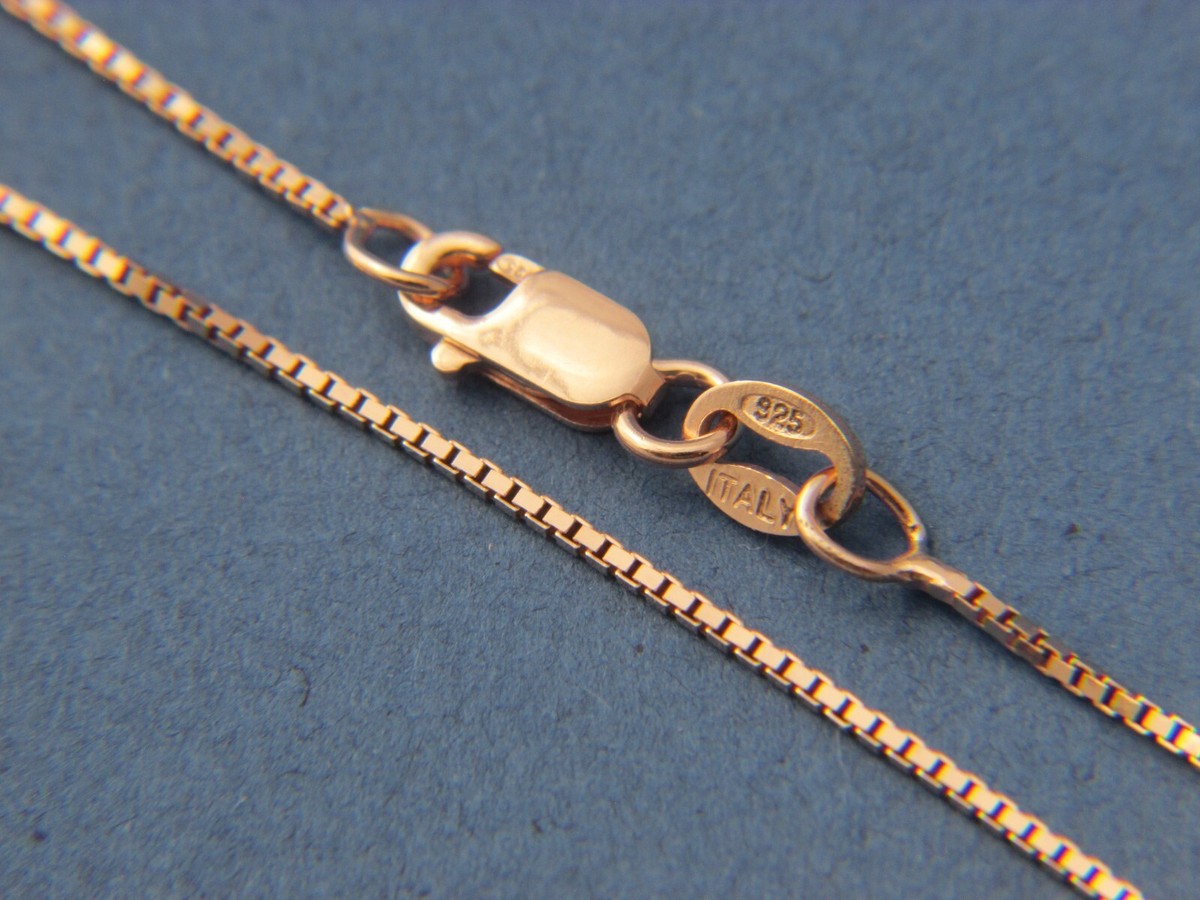 14k Rose gold over 925 Sterling Silver Box Chain in Different Lenghts