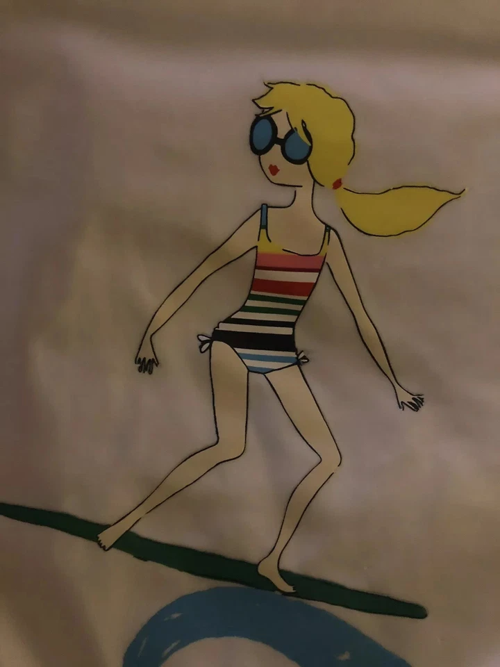 Top de natación Gymboree surfista niña ondulada tabla rayas manga corta niñas 6. (1C) Foto 2 de 4