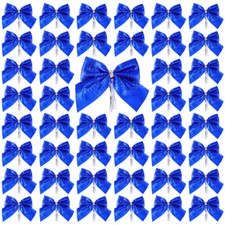 60PCS Amosfun Bowknots Xmas Gift Christmas Tree Ornaments Gift Wrapping Bows