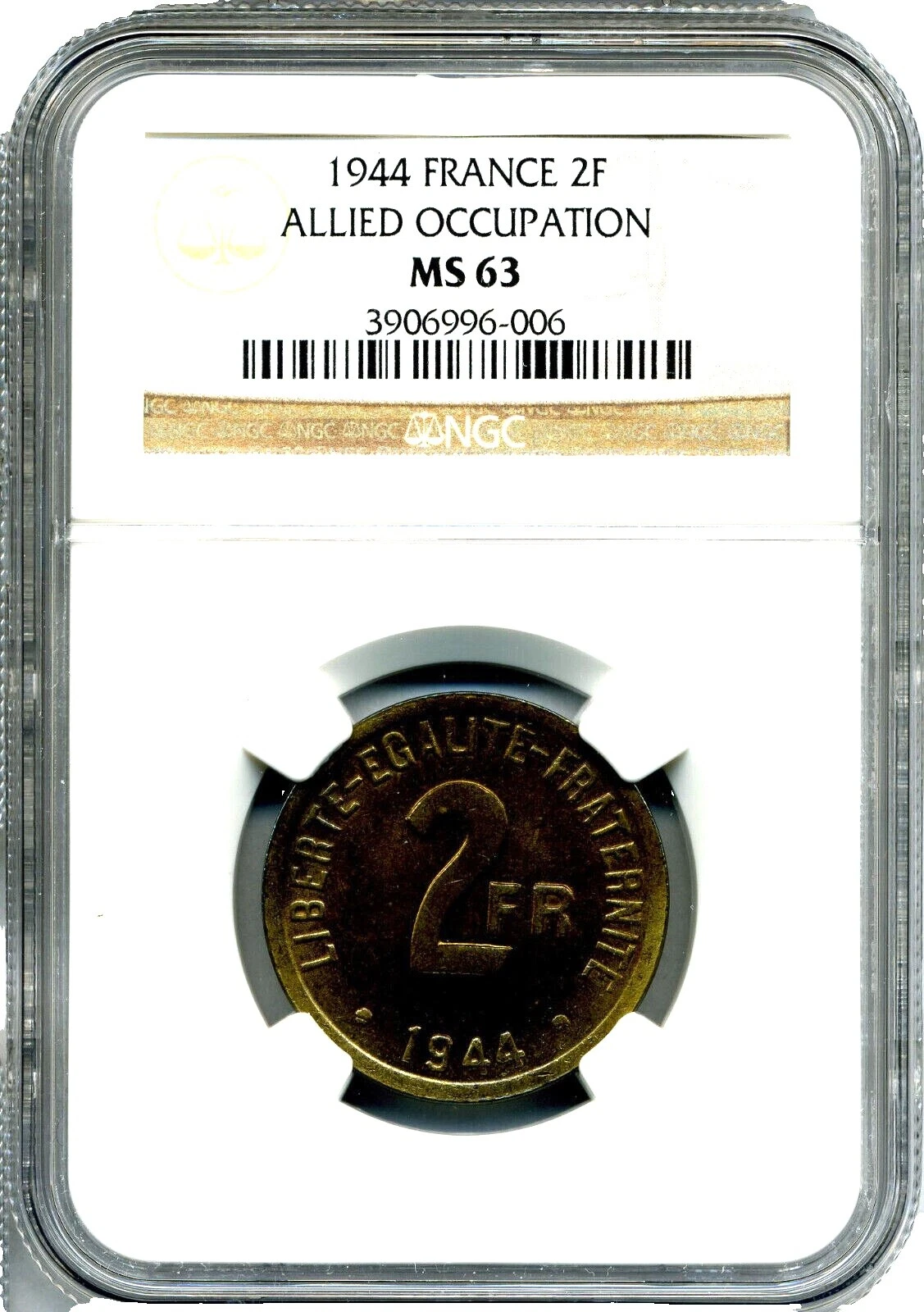 Monedas francesas de bronce de 1944 año