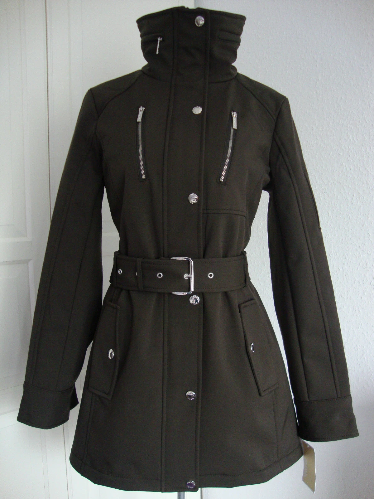 Trench Michael Kors cappotto giacca parka donna con cappuccio marrone taglia L NUOVO