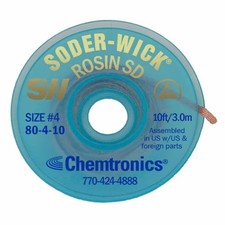 Chemtronics Desoldering Wick,10 ft.,4,Copper,Rosin 80-4-10 Chemtronics 80-4-10