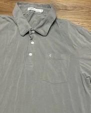 Criquet Men's Top Shelf Players Pima Cotton Performance Polo Shirt Grey Sz L
