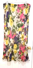 NEW Cato SHEER LINED A Line Flare Long Skirt XL Pink Green Yellow Floral Pull On