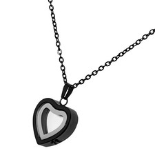 Heart Print Pet Ashes Memorial Necklace for Dog Cat Ashes Black