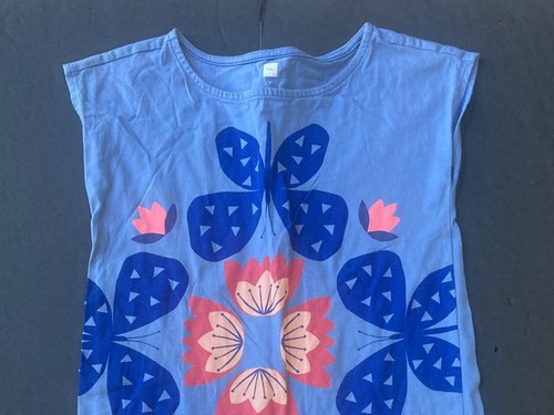 Girl's Tea Collection Blue Butterfly Dress Size 7 EUC - Picture 2 of 3