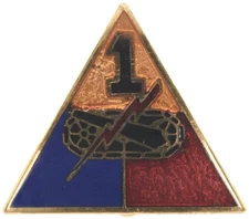 WWII US 1st Armored Division DI DUI, Pinback, Nice Enamel