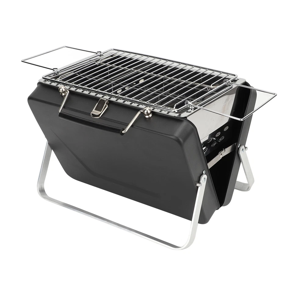 (Schwarz) Portable Charcoal BBQ Grill Klapp-Notebook-Grill Für Camping Outd CU - Bild 2 von 4