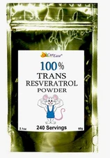100% Pure Trans Resveratrol Powder 240 Servings 2.1 oz (60 Grams) 250mg Per S...