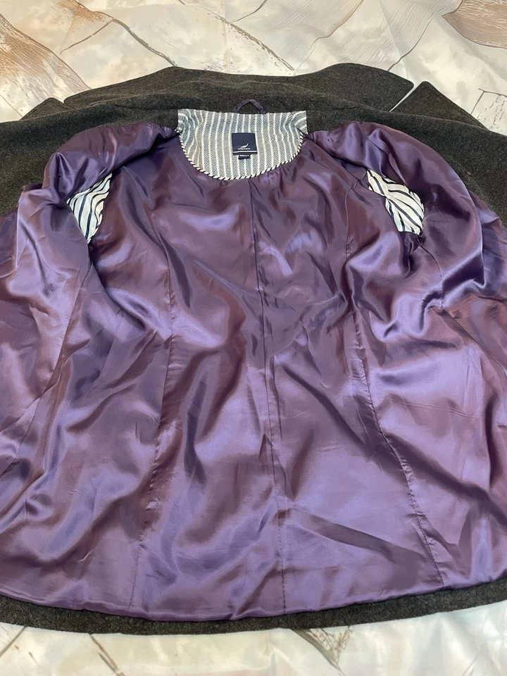 Chaquetón para mujer NAUTICA gris doble botonadura mezcla lana forrado púrpura ~ talla 10 Foto 3 de 4