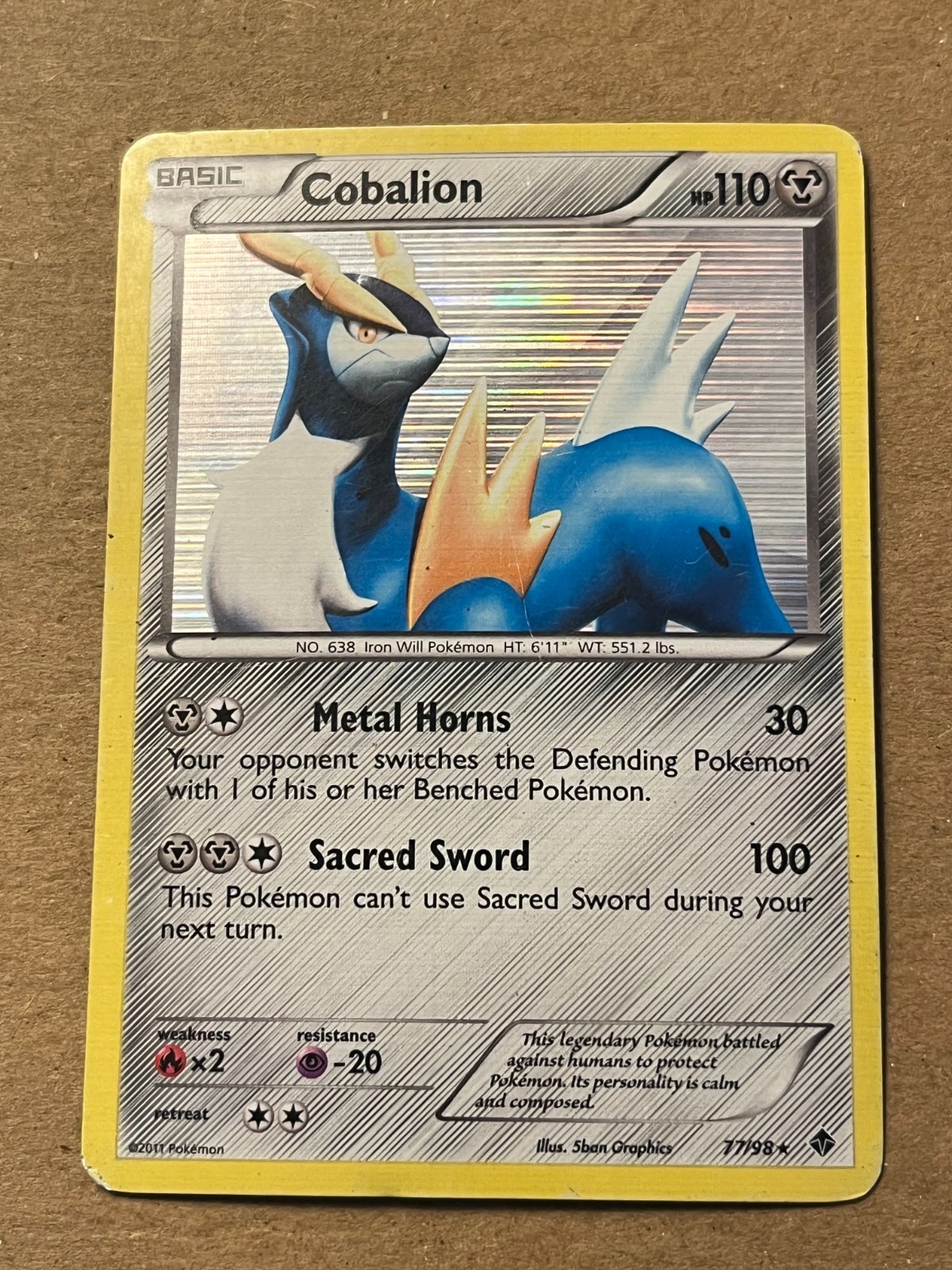 2011 Cobalion 77/98 Reverse Holo Rare LP Emerging Powers Pokémon