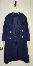 Large Originala Stroock Wool? Navy Coat With Gold Roman Coin Buttons