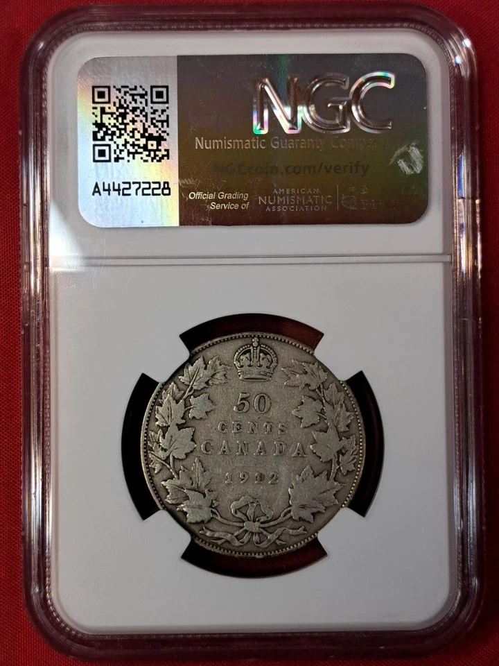 1912 Canada 50 Cents – NGC VG10 – Early George V Low Mintage (15.3) - Image 2 of 2