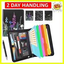 Portfolio Organizer - 3 Ring Binder with Zipper, Leather Business Padfolio F...