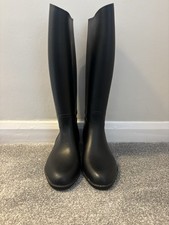 Harry Hall Stylo Riding Boots Size 4.5-5 Black Long Wide Faux Leather Waterproof