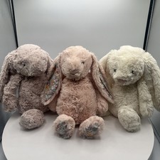 Jellycat Bashful Bunny Lot of 3 Medium White, Retired Blossom Pink, Dusty Purple