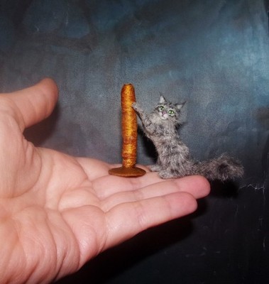 Artisan cat Realistic MADE TO ORDER OOAK 1:12 Miniature Dollhouse handmade IGMA