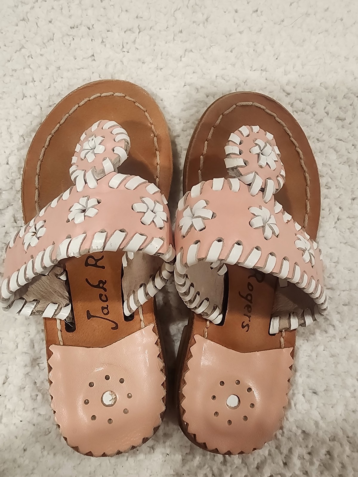 Jack Rogers Leather Pink/white Toddler Sandal Sz 8.  So Darn Cute