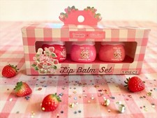Strawberry Shortcake Lip Balm Set 3 Pc Pink Aesthetic Gift Set