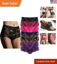 Plus Size Lace Panties Pack - Soft Stretchy Boyshorts, S-5XL, 6 Colors