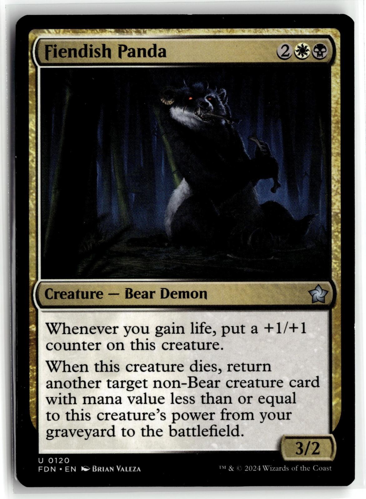 FIENDISH PANDA 120 UNCOMMON FOUNDATIONS MAGIC: THE GATHERING LIGHTLY PLAYED