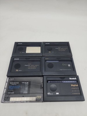 Lot of 6 DCC Cassettes,  60, 75, 90 - Digital Compact Cassettes Philips Maxell